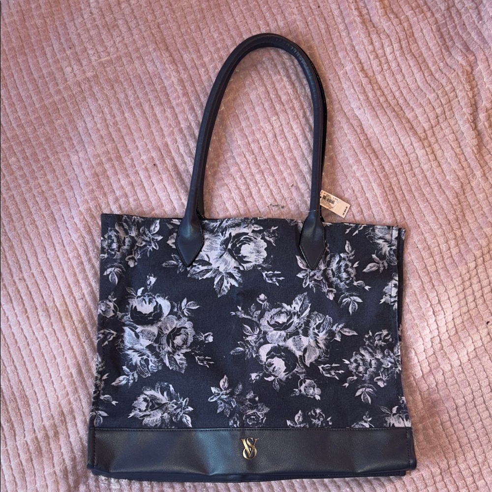 Victoria's Secret Dark Purple Floral Tote